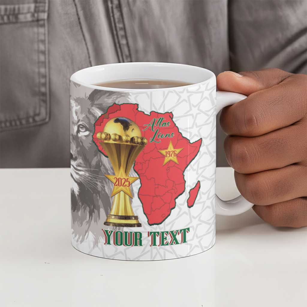 Morocco Football Custom Ceramic Mug Atlas Lions Champions African White Islamic Pattern