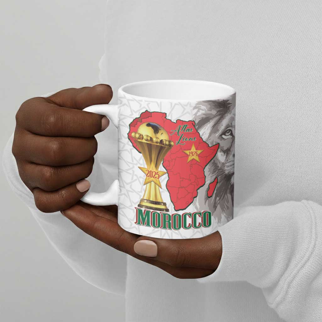 Morocco Football Custom Ceramic Mug Atlas Lions Champions African White Islamic Pattern