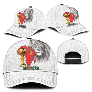 Morocco Football Classic Cap Atlas Lions Champions African White Islamic Pattern