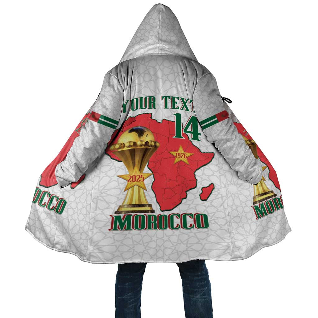 Morocco Football Custom Cloak Atlas Lions Champions African White Islamic Pattern