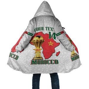 Morocco Football Custom Cloak Atlas Lions Champions African White Islamic Pattern