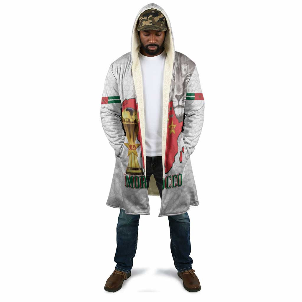 Morocco Football Custom Cloak Atlas Lions Champions African White Islamic Pattern