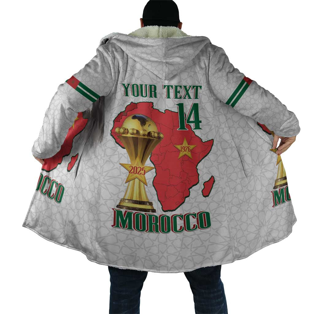 Morocco Football Custom Cloak Atlas Lions Champions African White Islamic Pattern