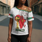Morocco Football Custom Cross Shoulder Shirt Atlas Lions Champions African White Islamic Pattern