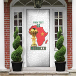 Morocco Football Custom Door Cover Atlas Lions Champions African White Islamic Pattern