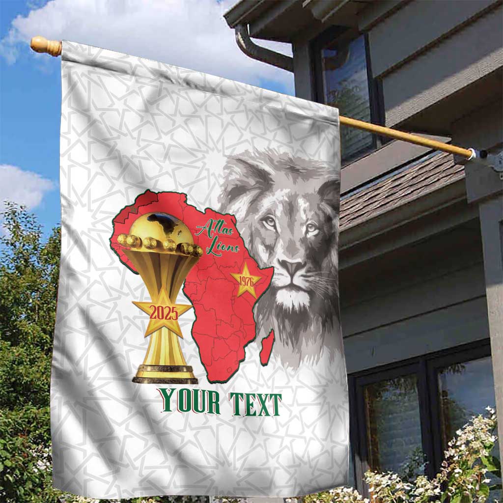 Morocco Football Custom Garden Flag Atlas Lions Champions African White Islamic Pattern