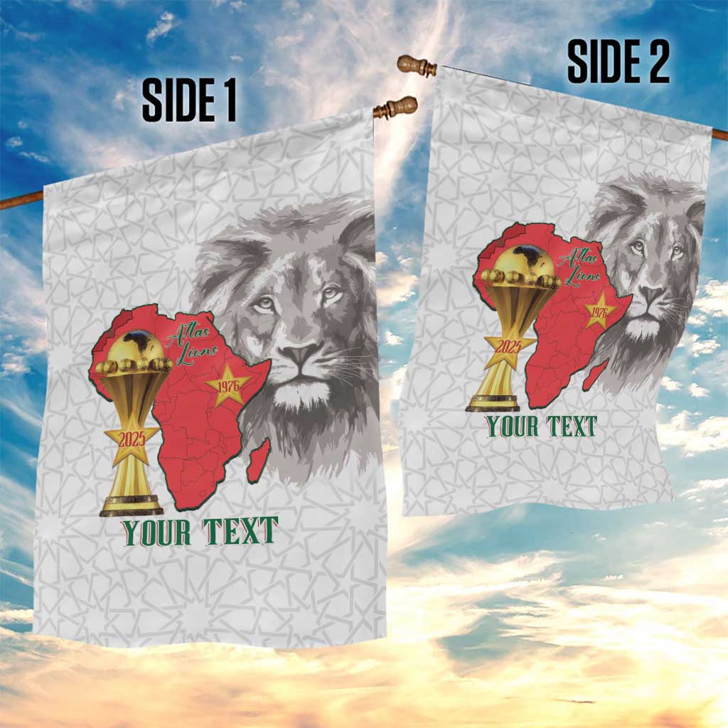 Morocco Football Custom Garden Flag Atlas Lions Champions African White Islamic Pattern