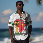 Morocco Football Custom Hawaiian Shirt Atlas Lions Champions African White Islamic Pattern