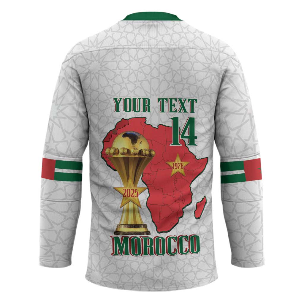 Morocco Football Custom Hockey Jersey Atlas Lions Champions African White Islamic Pattern