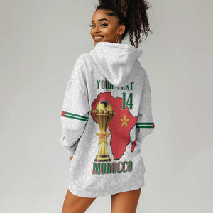 Morocco Football Custom Hoodie Dress Atlas Lions Champions African White Islamic Pattern
