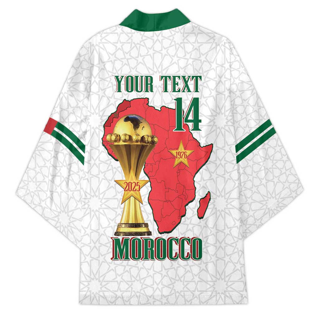 Morocco Football Custom Kimono Atlas Lions Champions African White Islamic Pattern