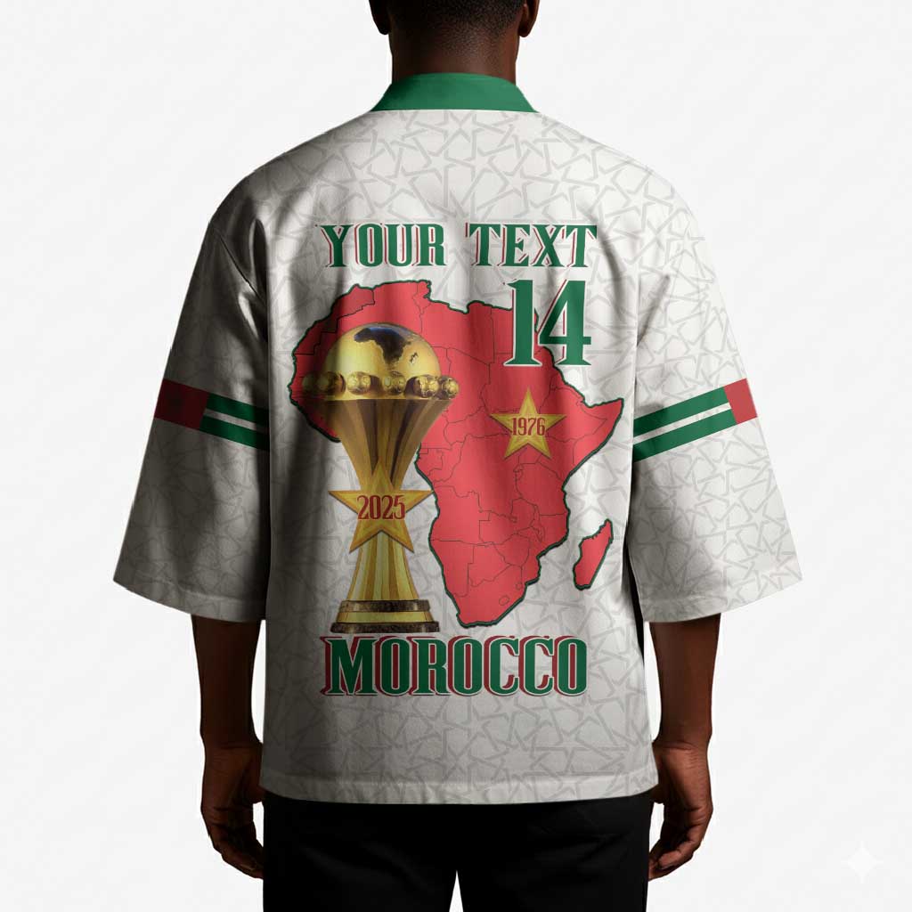 Morocco Football Custom Kimono Atlas Lions Champions African White Islamic Pattern