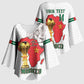 Morocco Football Custom Kimono Sleeve Blouse Atlas Lions Champions African White Islamic Pattern