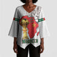 Morocco Football Custom Kimono Sleeve Blouse Atlas Lions Champions African White Islamic Pattern