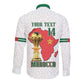 Morocco Football Custom Long Sleeve Button Shirt Atlas Lions Champions African White Islamic Pattern