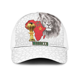 Morocco Football Mesh Trucker Cap Atlas Lions Champions African White Islamic Pattern