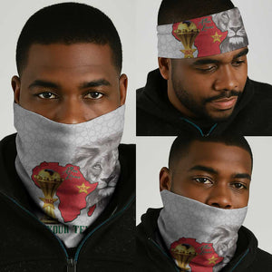Morocco Football Custom Neck Gaiter Atlas Lions Champions African White Islamic Pattern