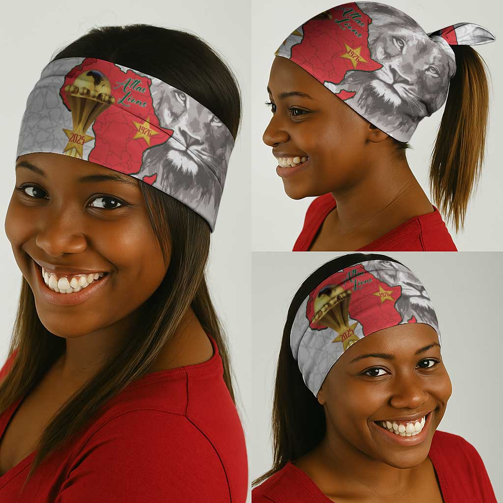 Morocco Football Custom Neck Gaiter Atlas Lions Champions African White Islamic Pattern