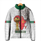 Morocco Football Custom Padded Jacket Atlas Lions Champions African White Islamic Pattern