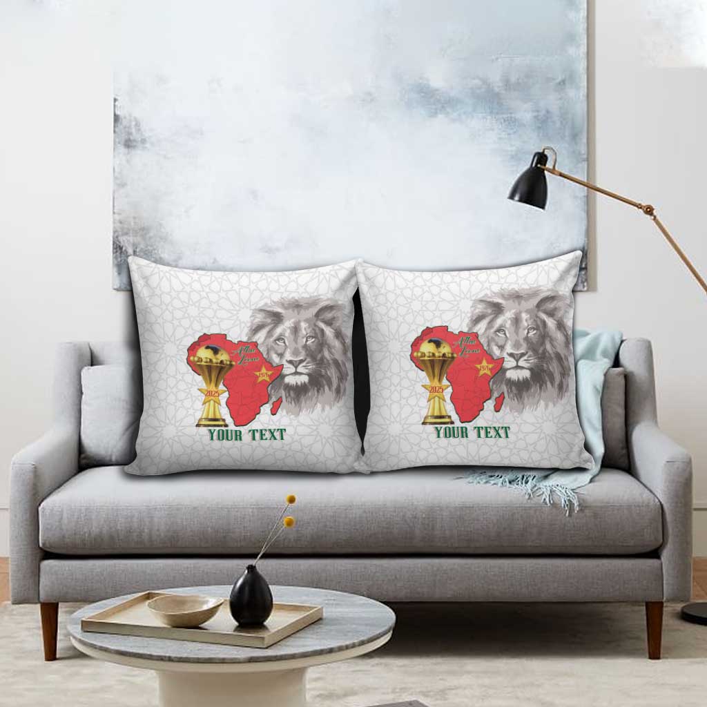 Morocco Football Custom Pillow Cover Atlas Lions Champions African White Islamic Pattern