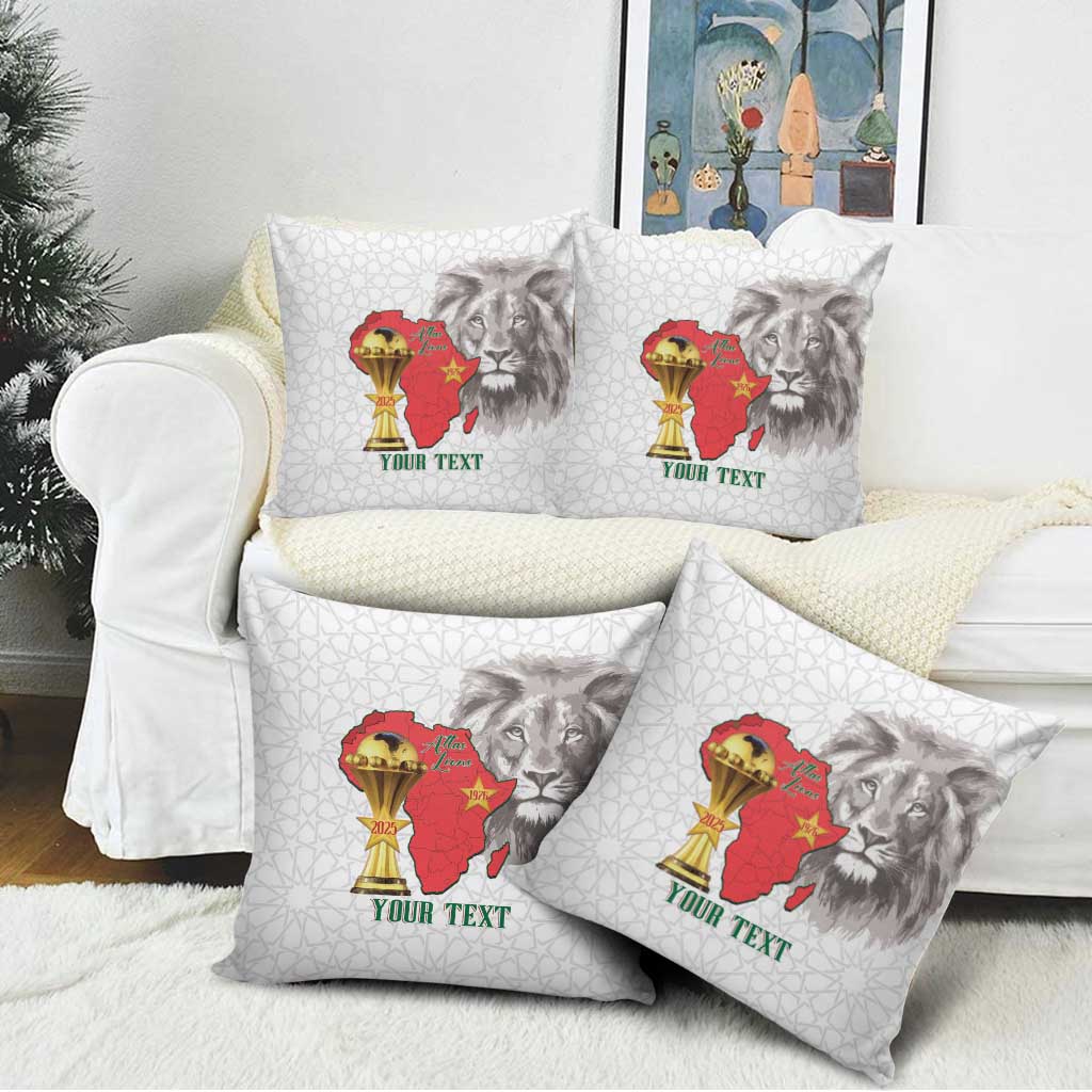 Morocco Football Custom Pillow Cover Atlas Lions Champions African White Islamic Pattern
