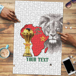 Morocco Football Custom Puzzle Atlas Lions Champions African White Islamic Pattern
