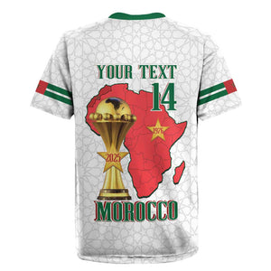 Morocco Football Custom Rugby Jersey Atlas Lions Champions African White Islamic Pattern
