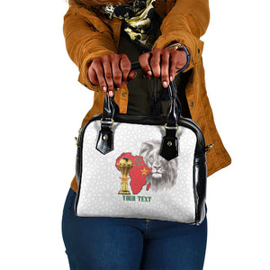 Morocco Football Custom Shoulder Handbag Atlas Lions Champions African White Islamic Pattern