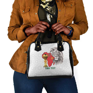 Morocco Football Custom Shoulder Handbag Atlas Lions Champions African White Islamic Pattern