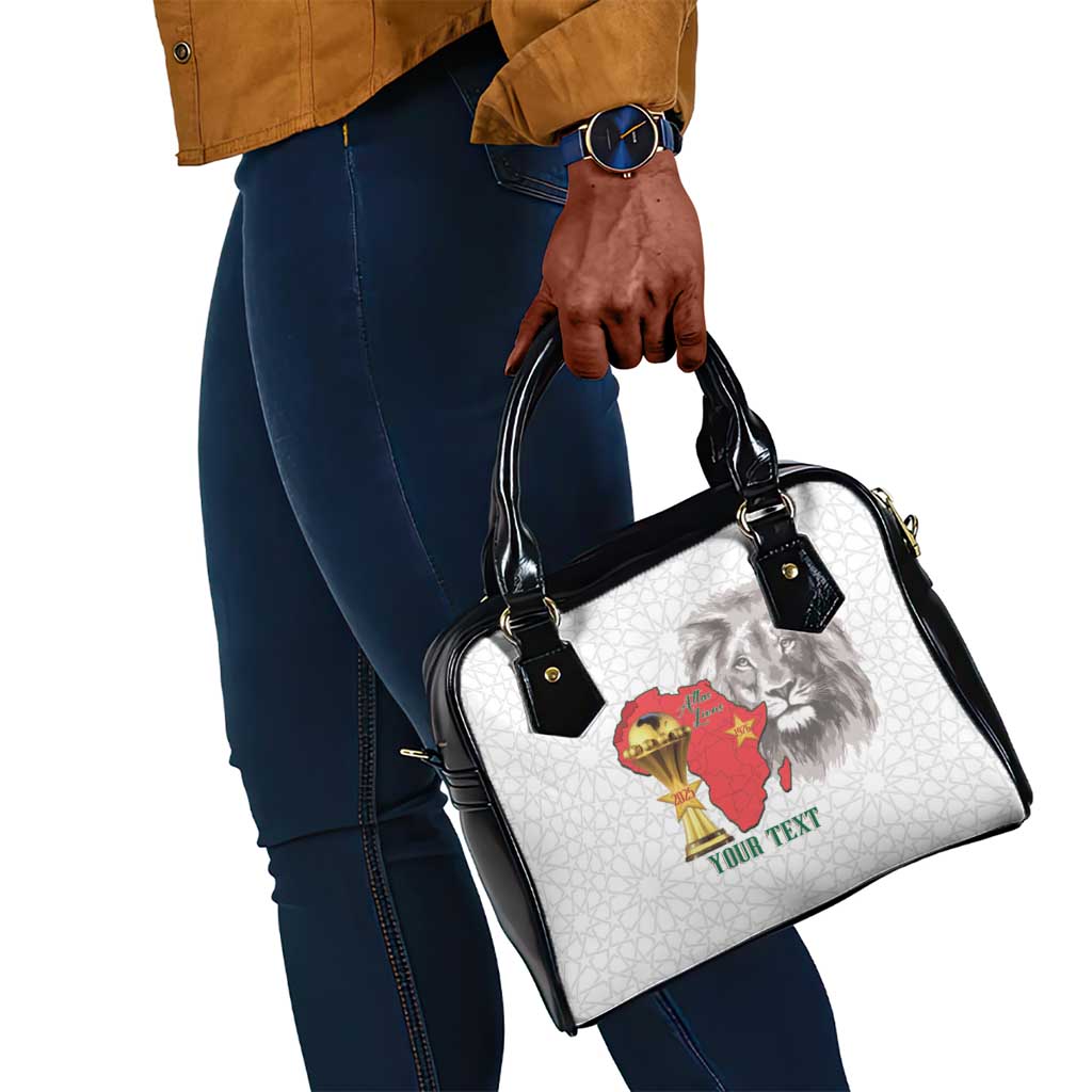 Morocco Football Custom Shoulder Handbag Atlas Lions Champions African White Islamic Pattern