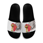 Morocco Football Custom Slide Sandals Atlas Lions Champions African White Islamic Pattern