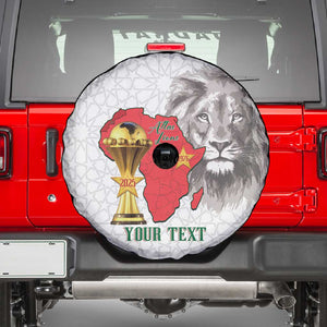 Morocco Football Custom Spare Tire Cover Atlas Lions Champions African White Islamic Pattern