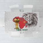 Morocco Football Custom Tablecloth Atlas Lions Champions African White Islamic Pattern
