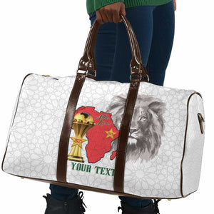 Morocco Football Custom Travel Bag Atlas Lions Champions African White Islamic Pattern