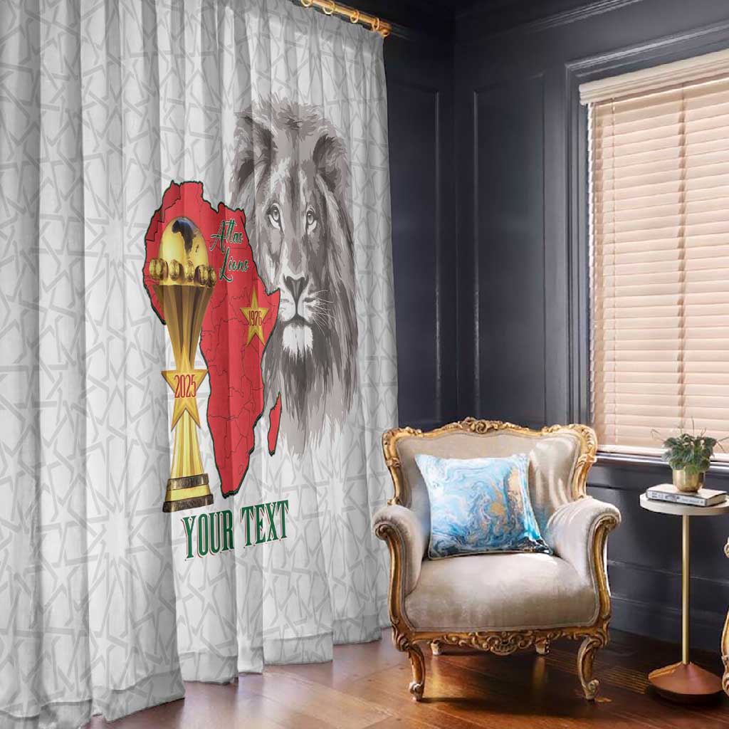 Morocco Football Custom Window Curtain Atlas Lions Champions African White Islamic Pattern