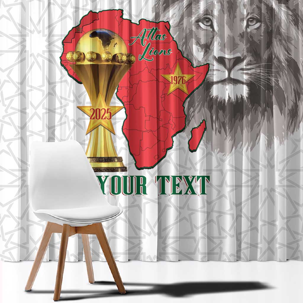 Morocco Football Custom Window Curtain Atlas Lions Champions African White Islamic Pattern