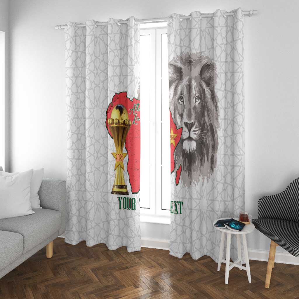 Morocco Football Custom Window Curtain Atlas Lions Champions African White Islamic Pattern