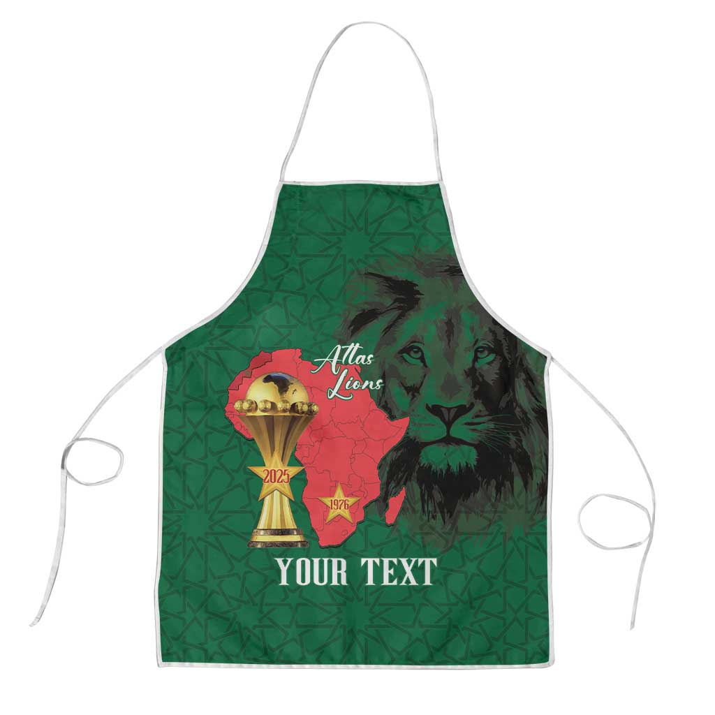 Morocco Football Custom Apron Atlas Lions Champions African Green Islamic Pattern