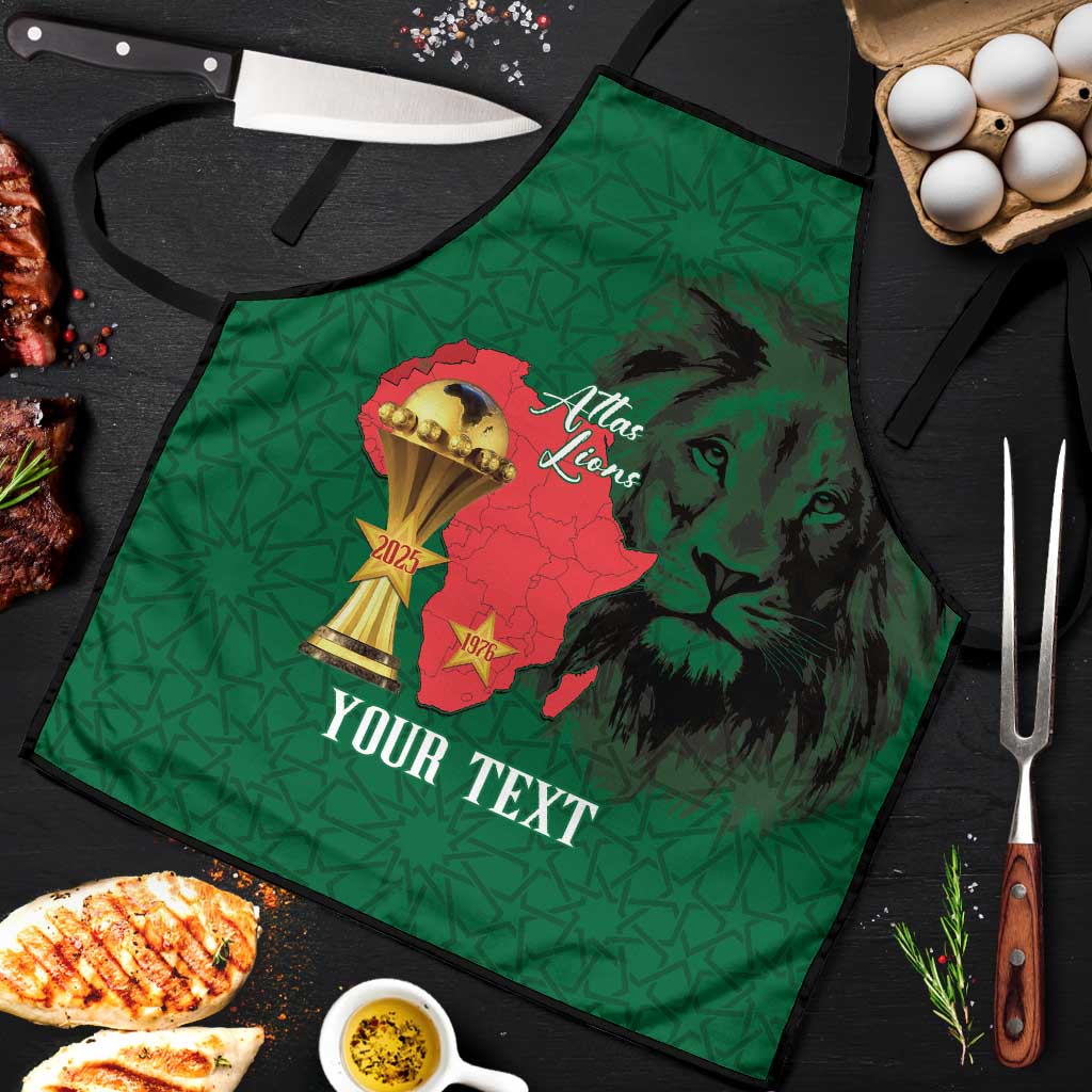 Morocco Football Custom Apron Atlas Lions Champions African Green Islamic Pattern