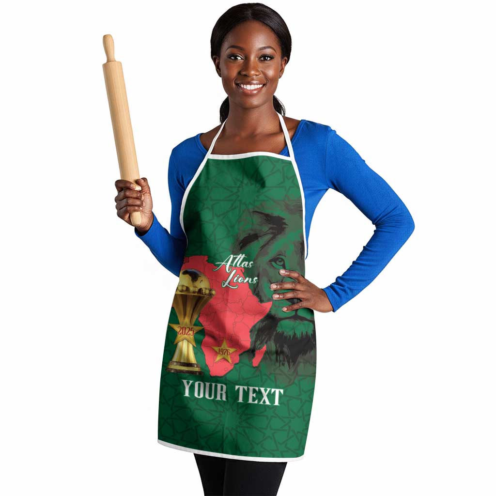 Morocco Football Custom Apron Atlas Lions Champions African Green Islamic Pattern