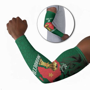 Morocco Football Custom Arm Sleeves Atlas Lions Champions African Green Islamic Pattern