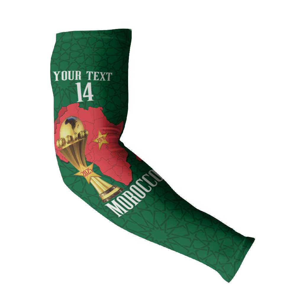 Morocco Football Custom Arm Sleeves Atlas Lions Champions African Green Islamic Pattern