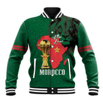 Morocco Football Custom Baseball Jacket Atlas Lions Champions African Green Islamic Pattern