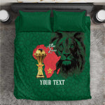Morocco Football Custom Bedding Set Atlas Lions Champions African Green Islamic Pattern