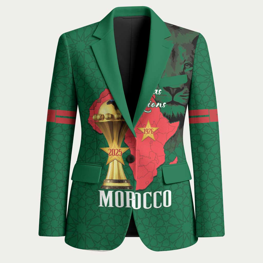Morocco Football Custom Blazer Atlas Lions Champions African Green Islamic Pattern