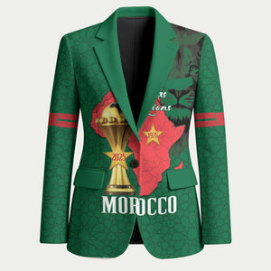 Morocco Football Custom Blazer Atlas Lions Champions African Green Islamic Pattern