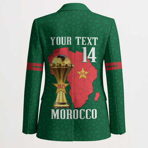 Morocco Football Custom Blazer Atlas Lions Champions African Green Islamic Pattern