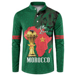 Morocco Football Custom Button Sweatshirt Atlas Lions Champions African Green Islamic Pattern