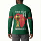Morocco Football Custom Button Sweatshirt Atlas Lions Champions African Green Islamic Pattern