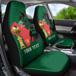 Morocco Football Custom Car Seat Cover Atlas Lions Champions African Green Islamic Pattern